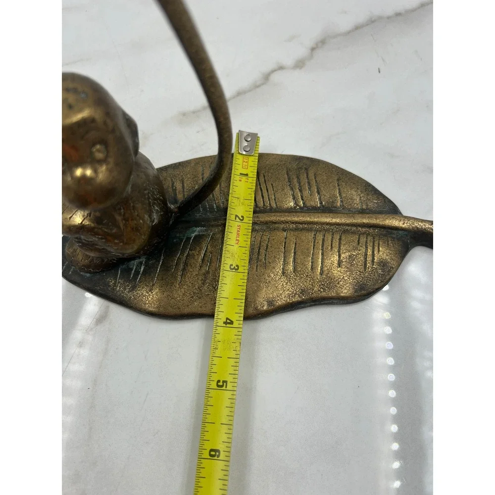 Vintage Brass Monkey Banana Hanger Leaf Base Tropical Kitchen Decor Bronze Tone